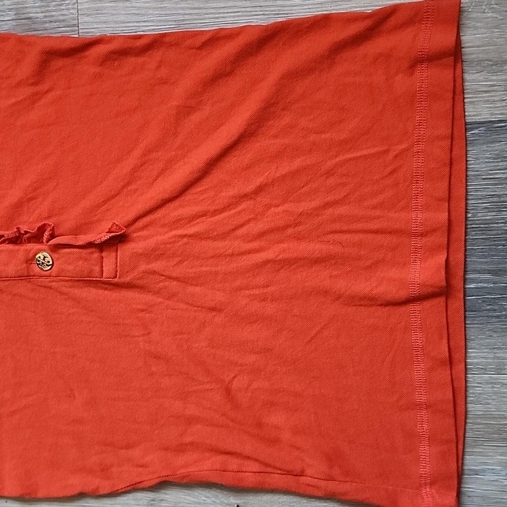 Tory Burch Orange Ruffled Button-Down Shirt - Picture 7 of 12